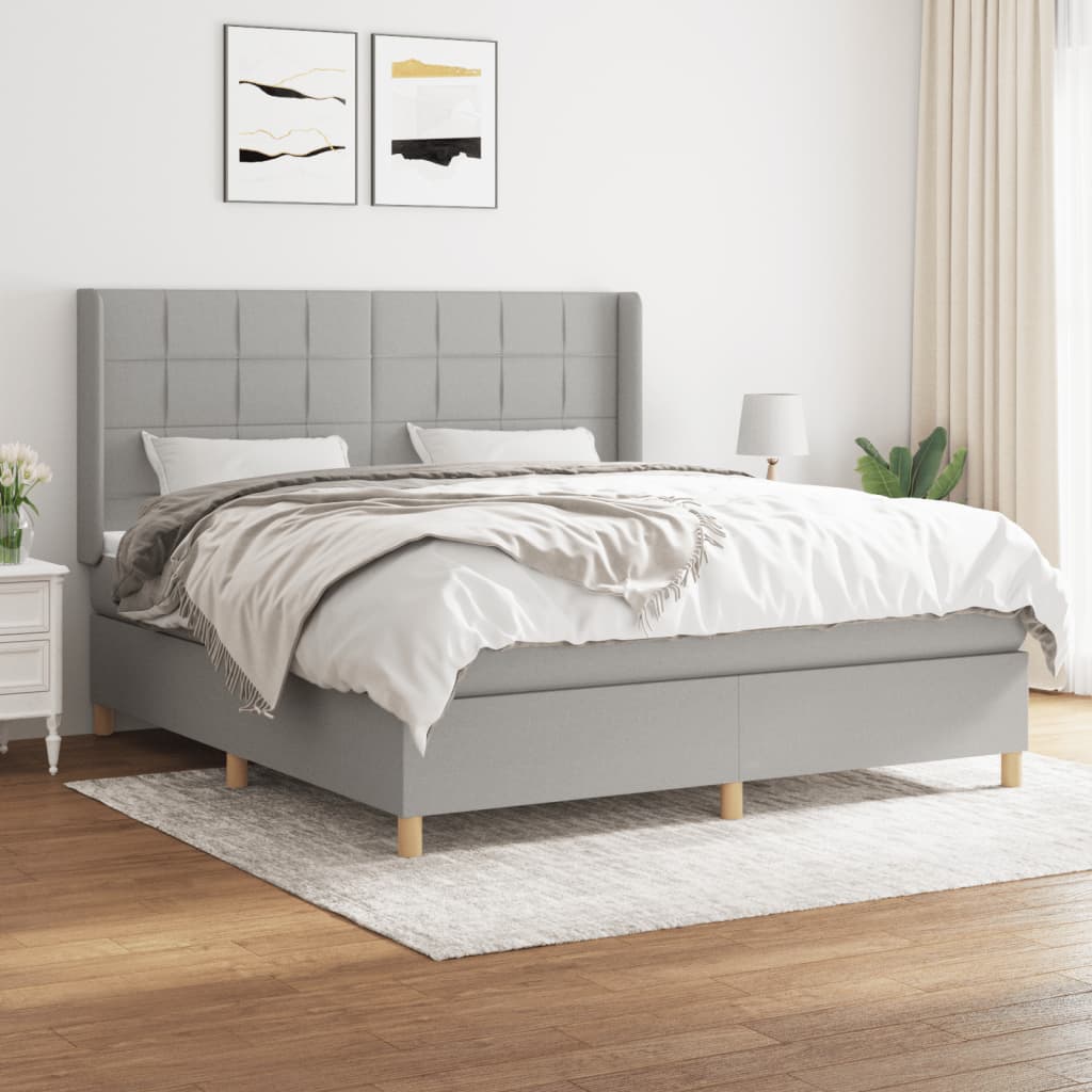 Boxspringbett Mit Matratze Stoff Hellgrau