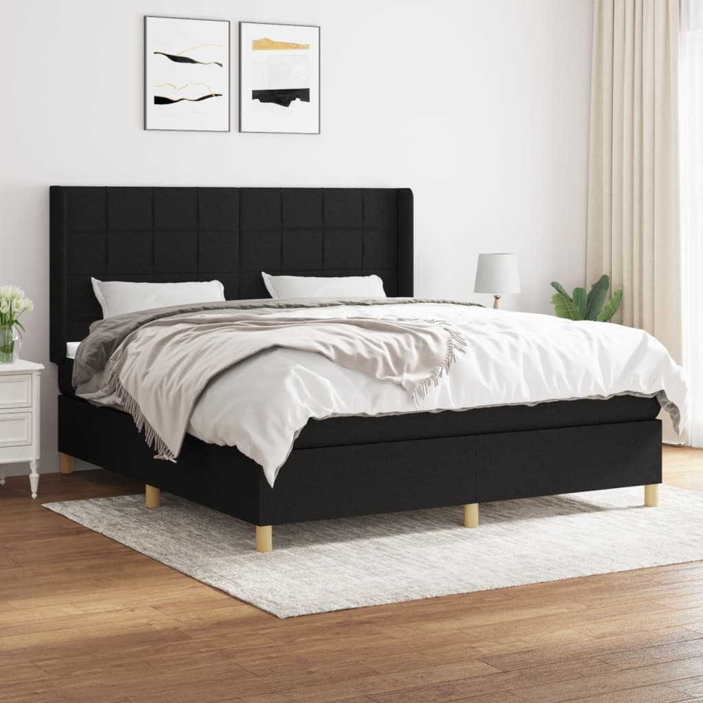 Boxspringbett Mit Matratze Stoff Schwarz