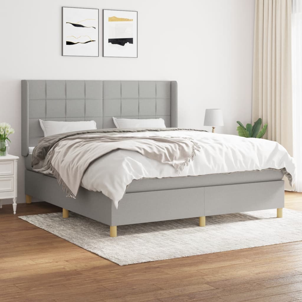 Boxspringbett Mit Matratze Stoff Hellgrau