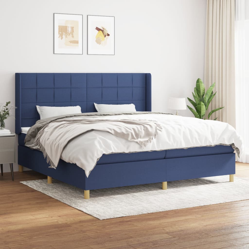Boxspringbett Mit Matratze Stoff Blau