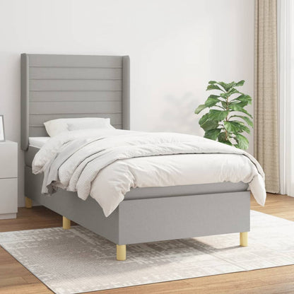 Boxspringbett Mit Matratze Stoff Hellgrau