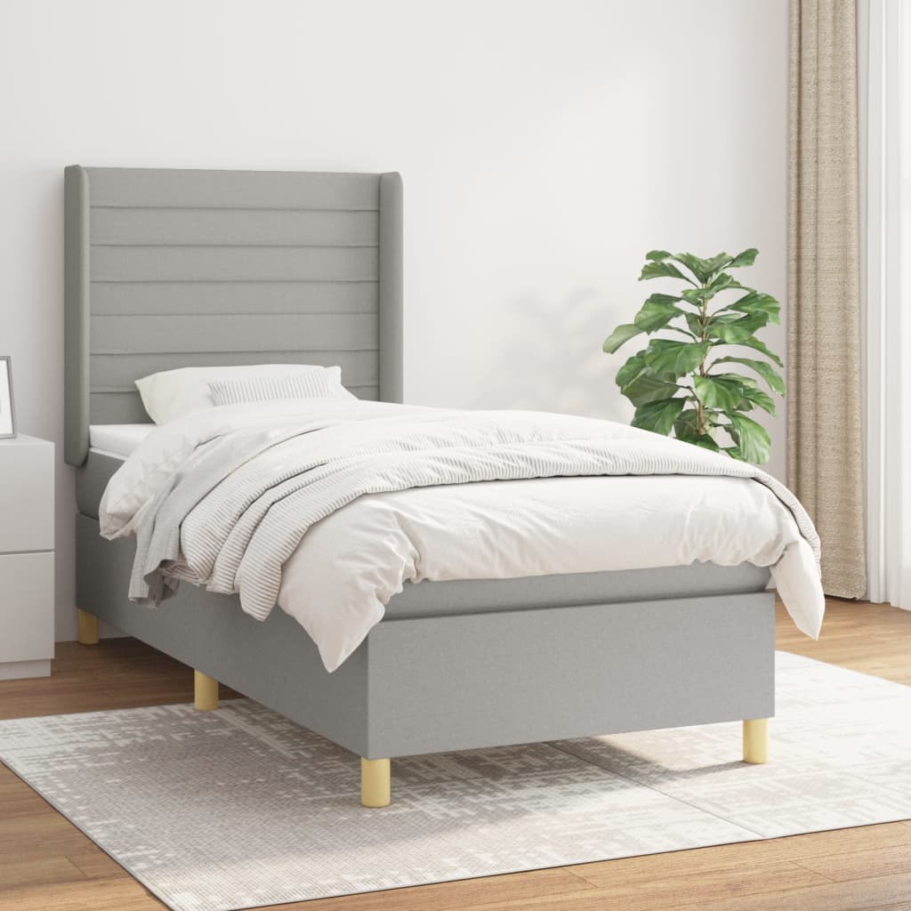 Boxspringbett Mit Matratze Stoff Hellgrau