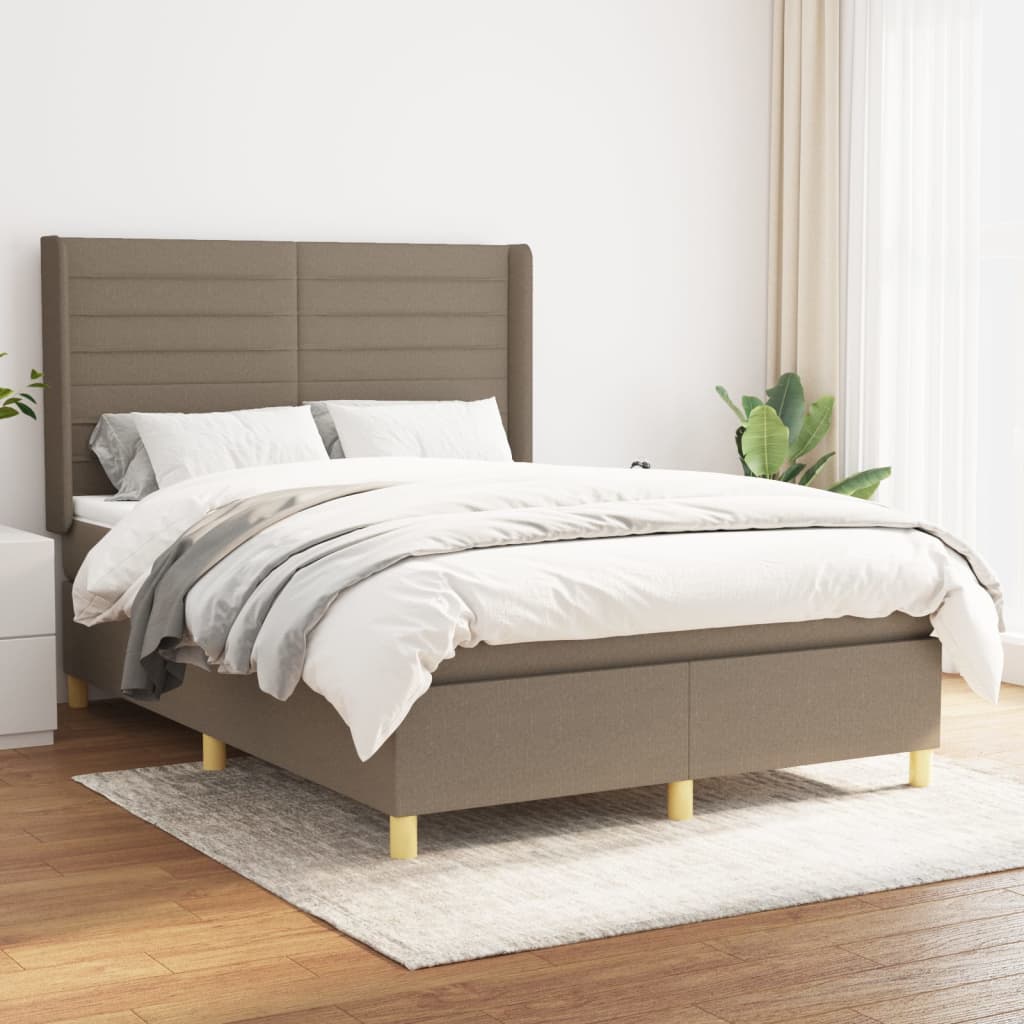 Boxspringbett Mit Matratze Stoff Taupe