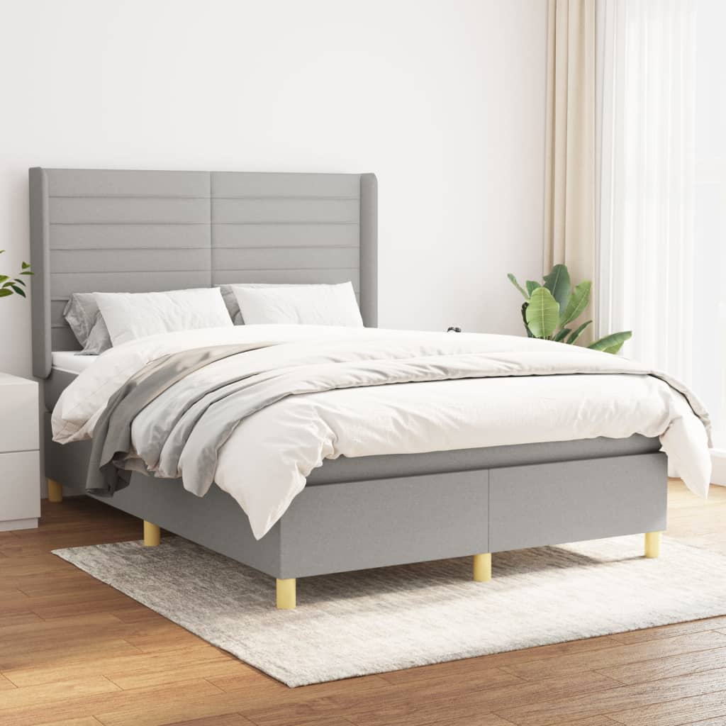 Boxspringbett Mit Matratze Stoff Hellgrau