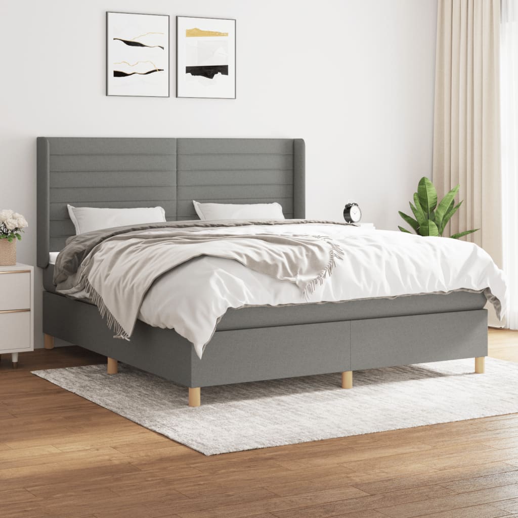 Boxspringbett Mit Matratze Stoff Dunkelgrau