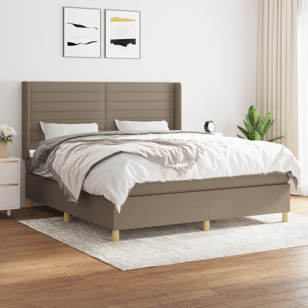 Boxspringbett Mit Matratze Stoff Taupe