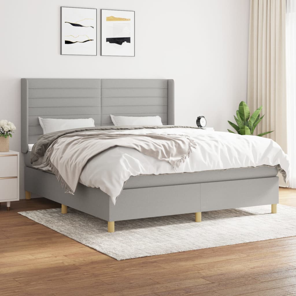 Boxspringbett Mit Matratze Stoff Hellgrau