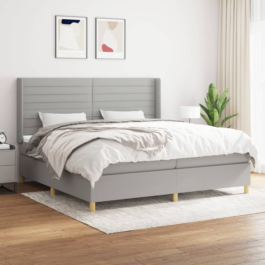Boxspringbett Mit Matratze Stoff Hellgrau