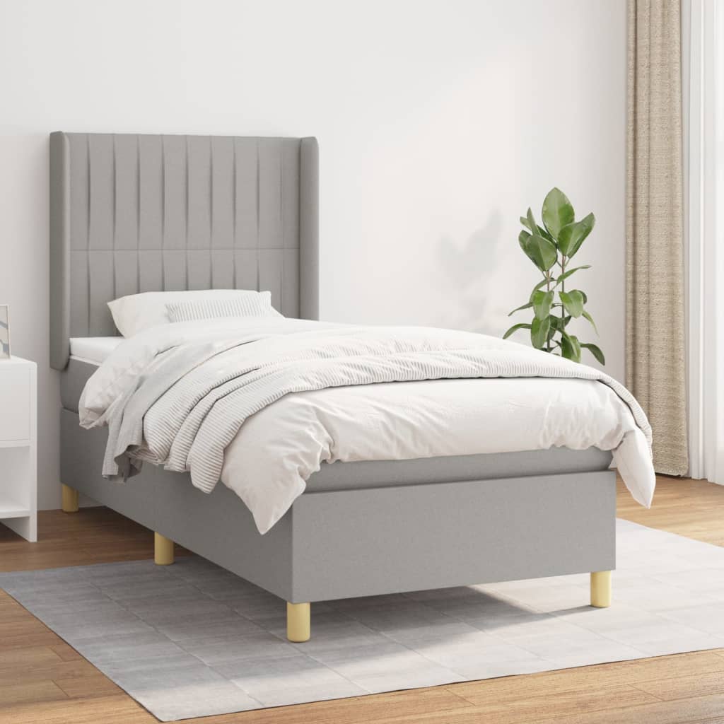 Boxspringbett Mit Matratze Stoff Hellgrau