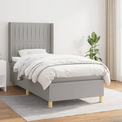 Boxspringbett Mit Matratze Stoff Hellgrau
