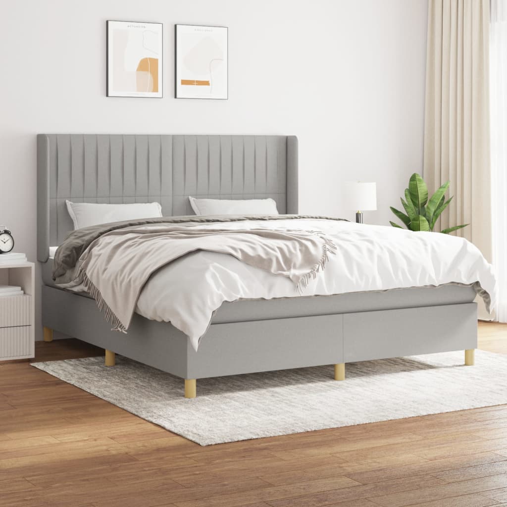 Boxspringbett Mit Matratze Stoff Hellgrau