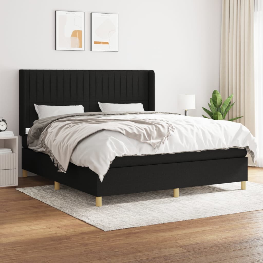 Boxspringbett Mit Matratze Stoff Schwarz