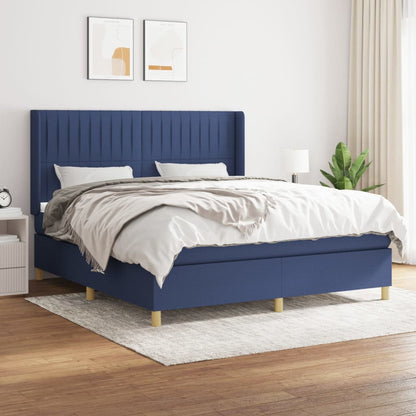 Boxspringbett Mit Matratze Stoff Blau