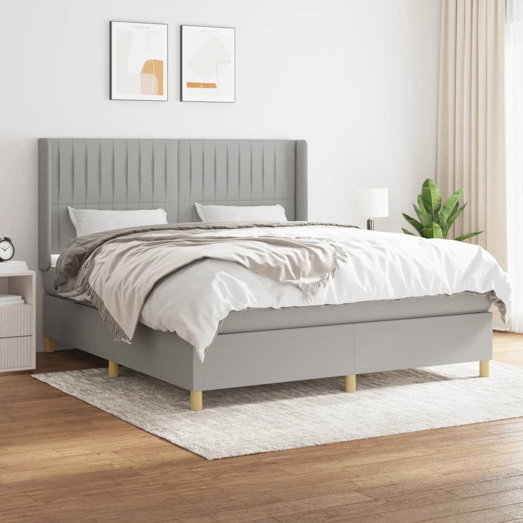 Boxspringbett Mit Matratze Stoff Hellgrau