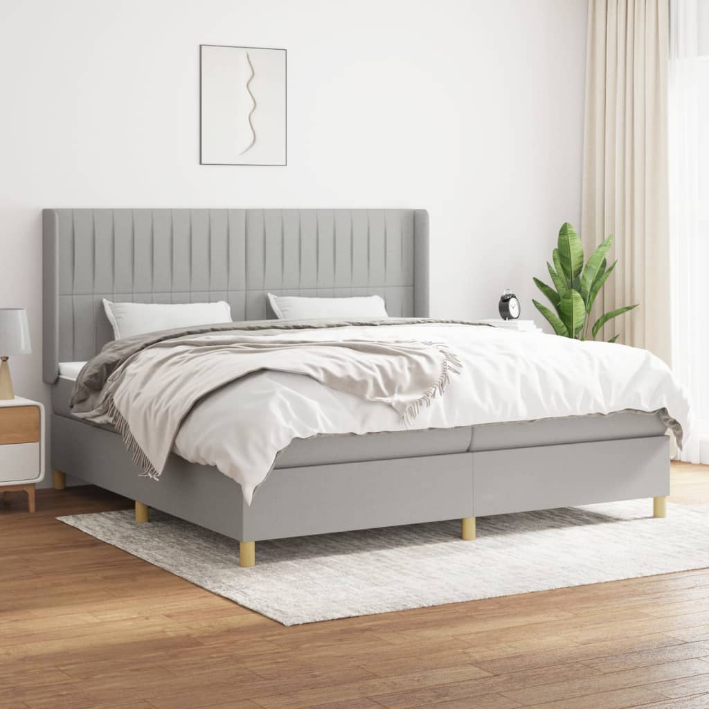 Boxspringbett Mit Matratze Stoff Hellgrau