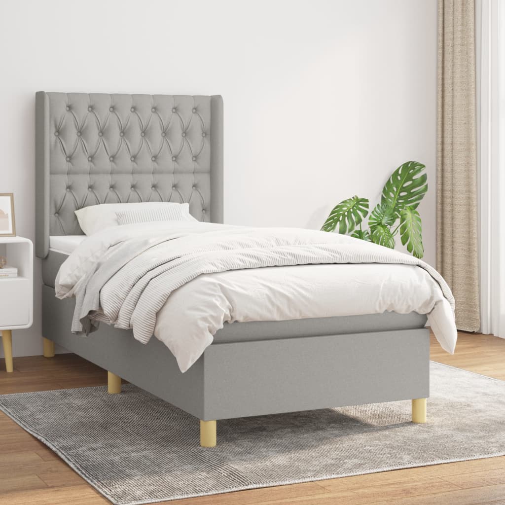 Boxspringbett Mit Matratze Stoff Hellgrau
