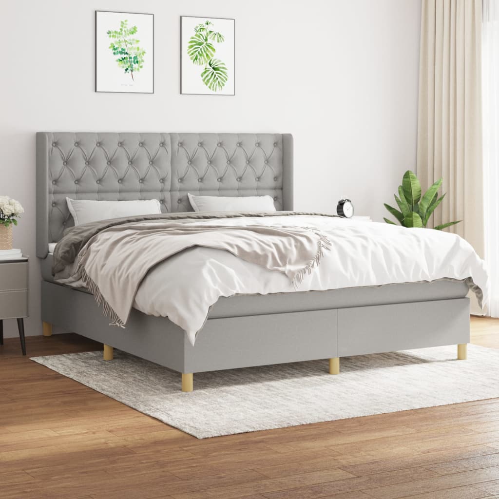 Boxspringbett Mit Matratze Stoff Hellgrau