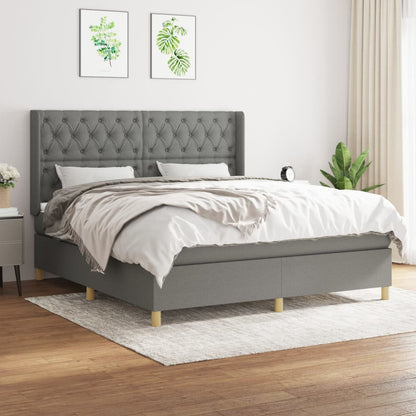 Boxspringbett Mit Matratze Stoff Dunkelgrau