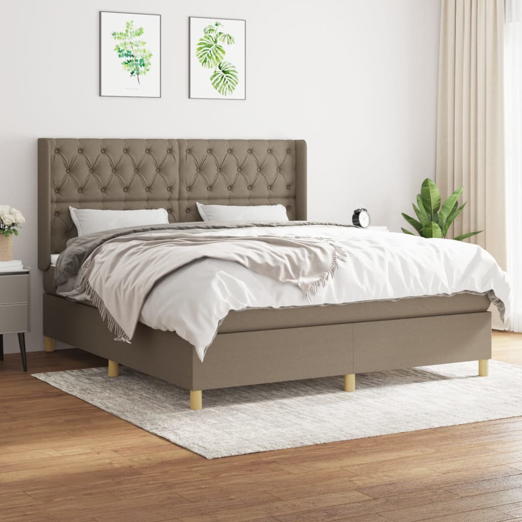 Boxspringbett Mit Matratze Stoff Taupe