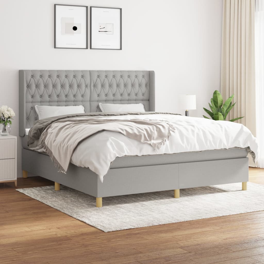 Boxspringbett Mit Matratze Stoff Hellgrau