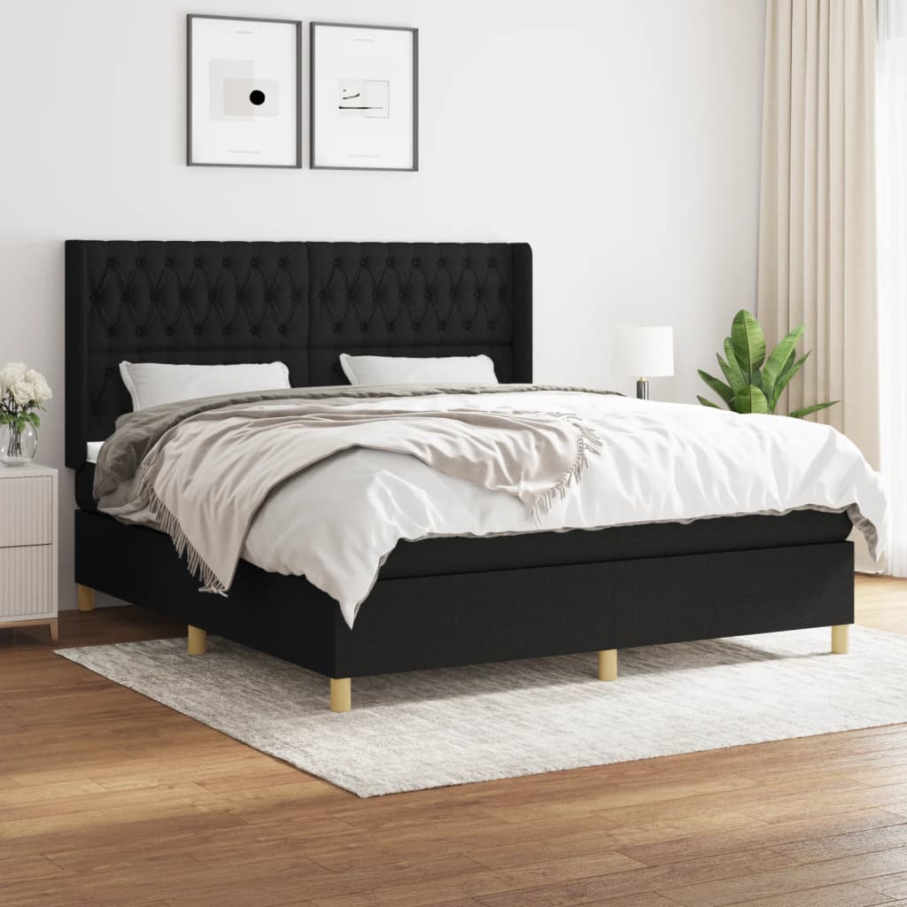 Boxspringbett Mit Matratze Stoff Schwarz