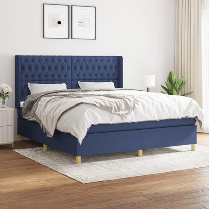 Boxspringbett Mit Matratze Stoff Blau