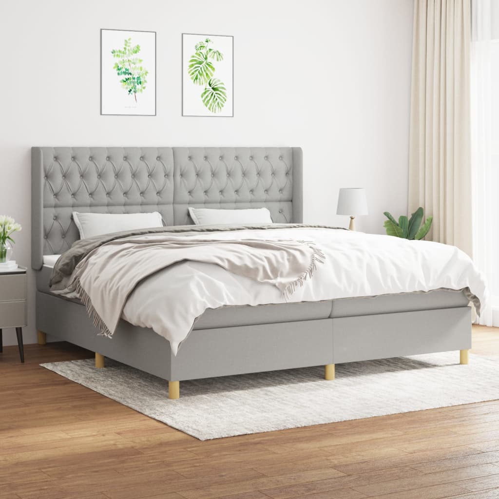 Boxspringbett Mit Matratze Stoff Hellgrau