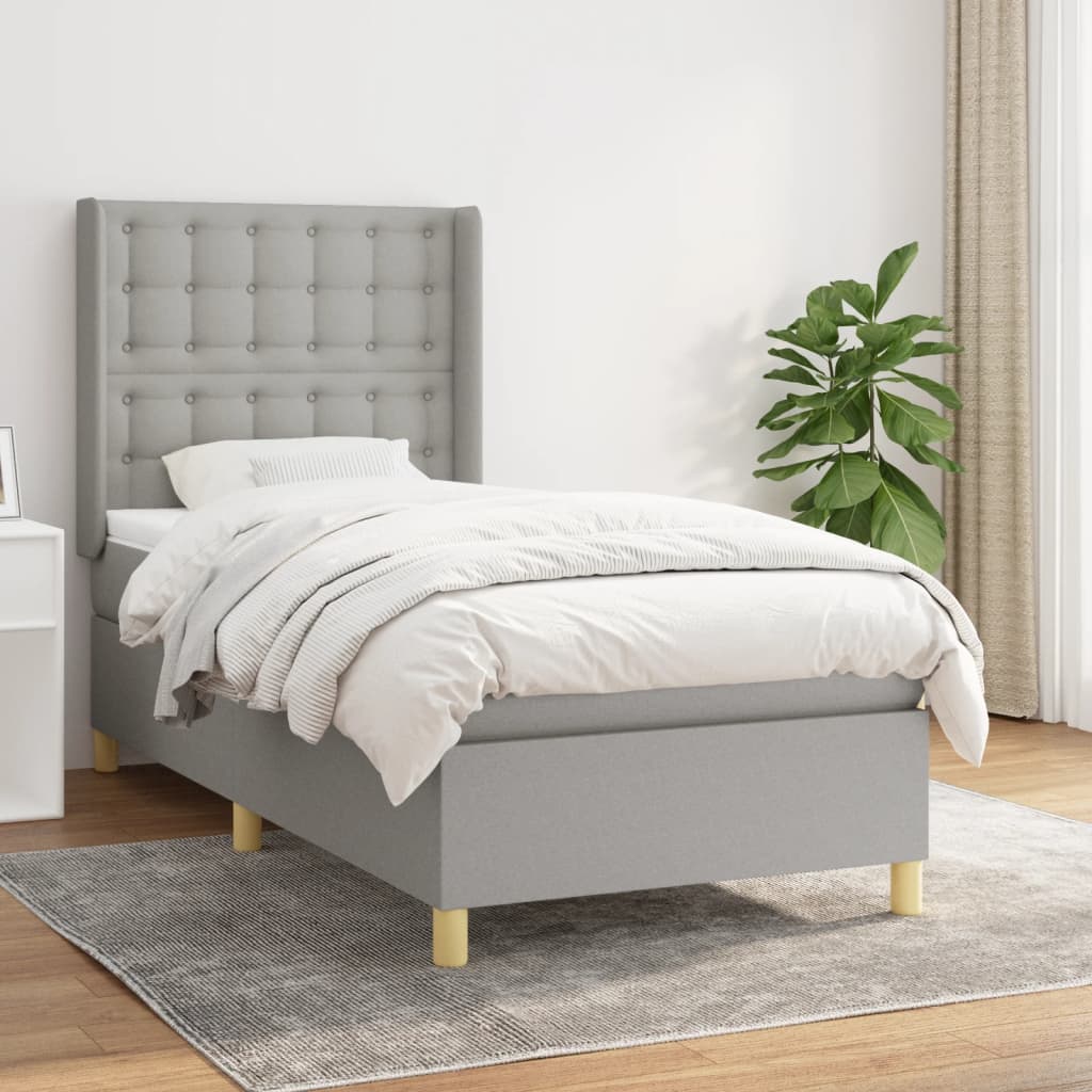 Boxspringbett Mit Matratze Stoff Hellgrau