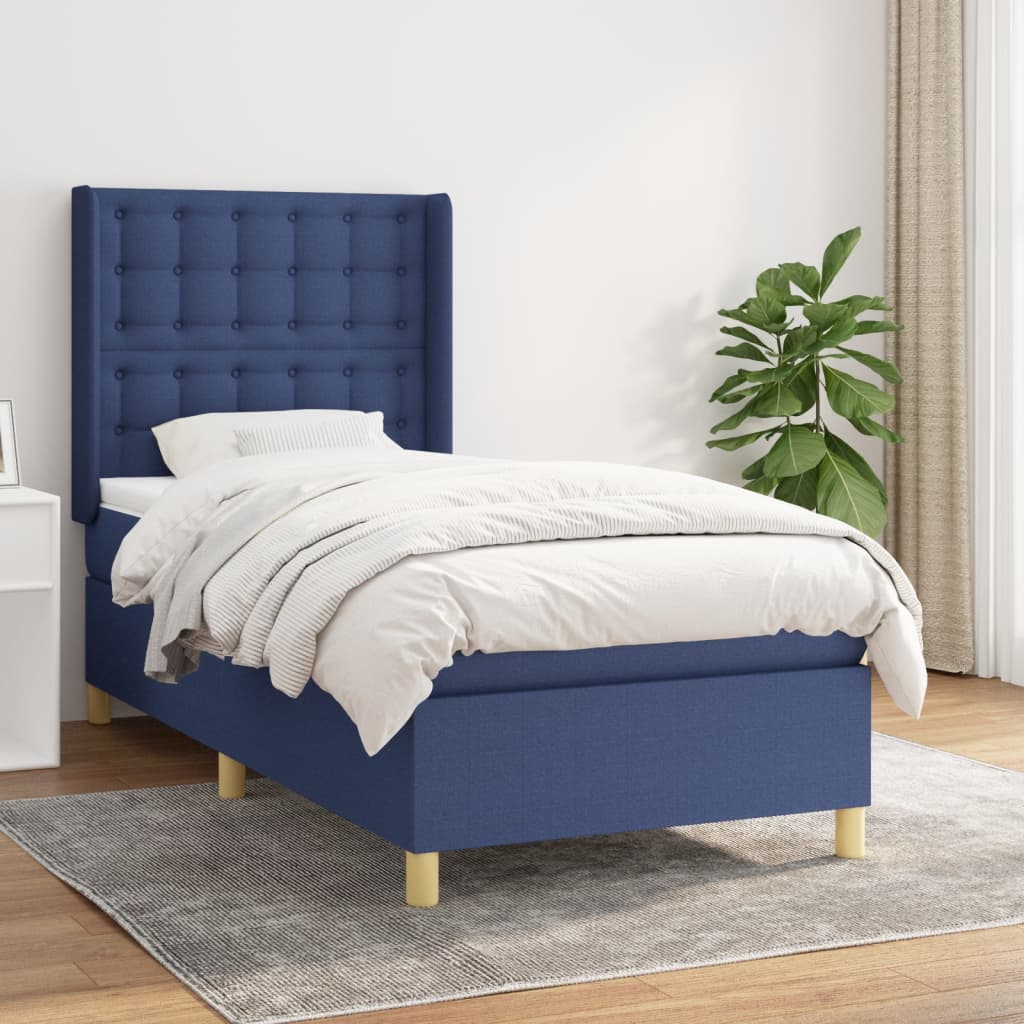 Boxspringbett Mit Matratze Stoff Blau