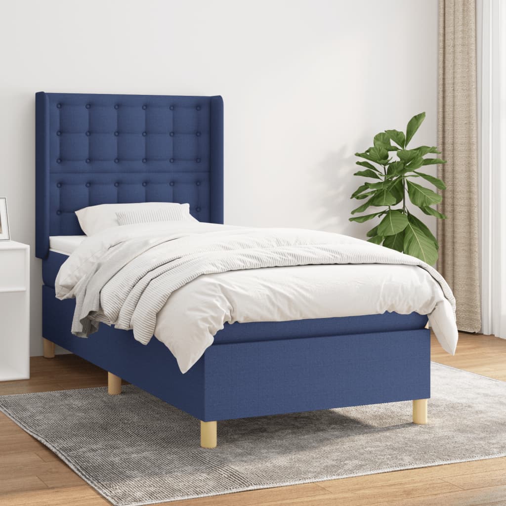 Boxspringbett Mit Matratze Stoff Blau