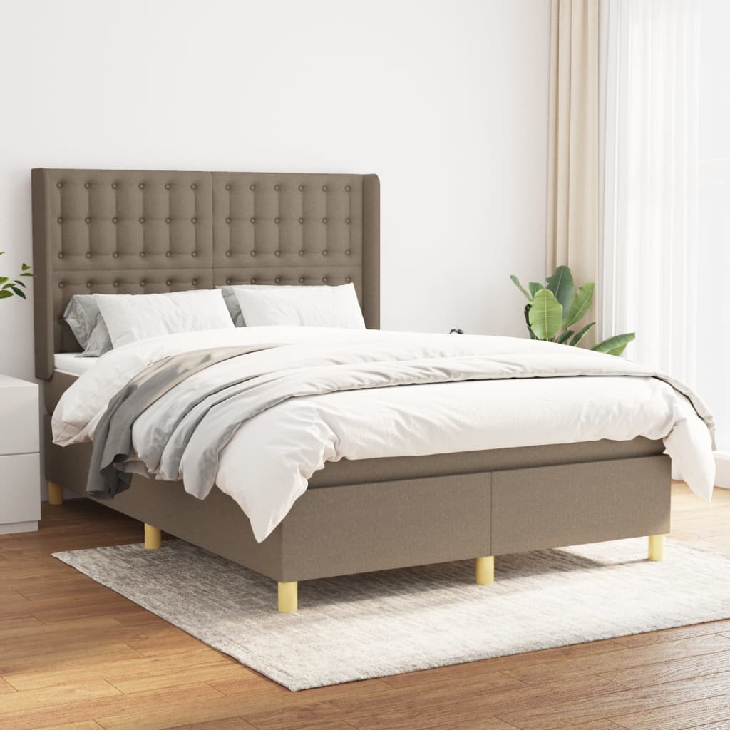 Boxspringbett Mit Matratze Stoff Taupe