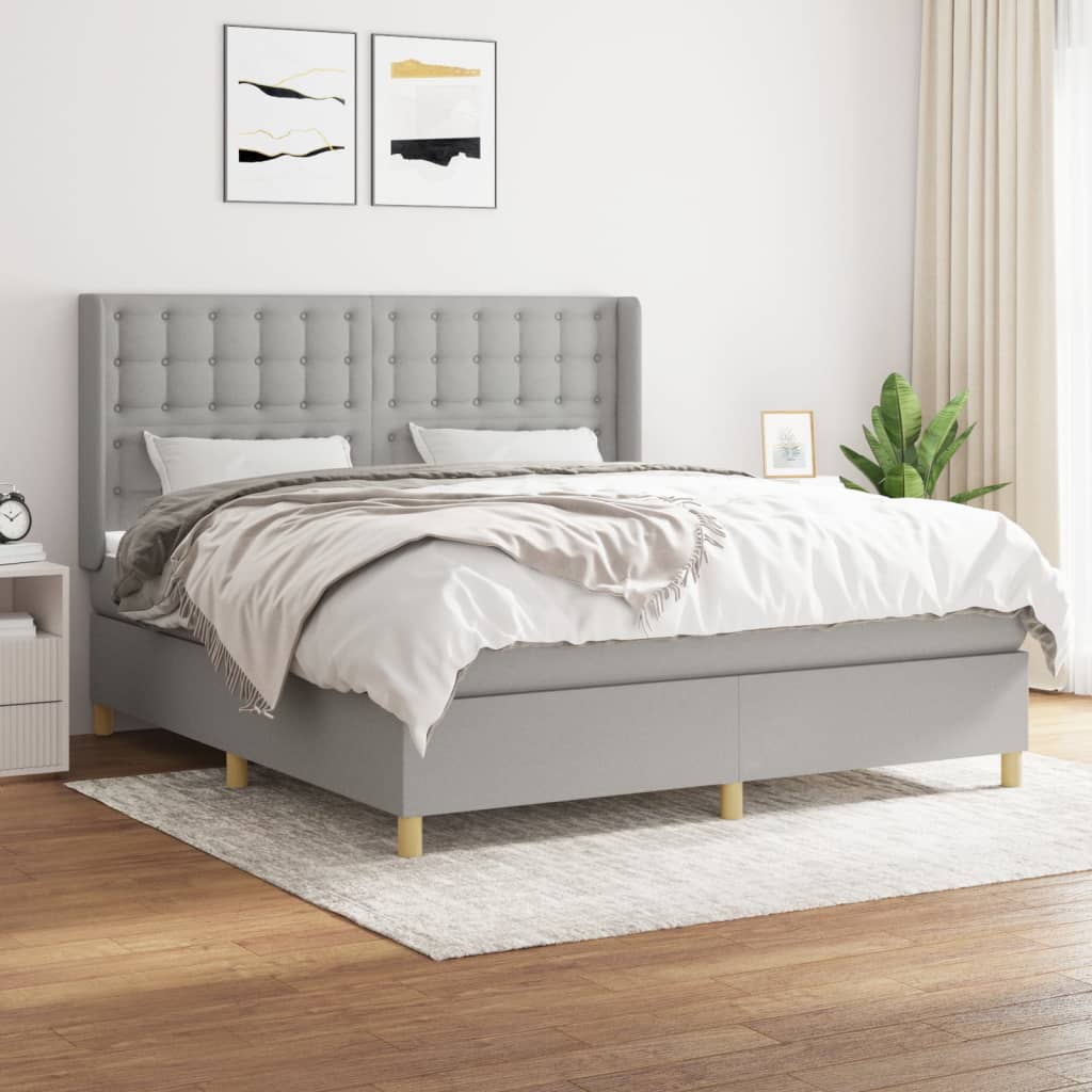 Boxspringbett Mit Matratze Stoff Hellgrau