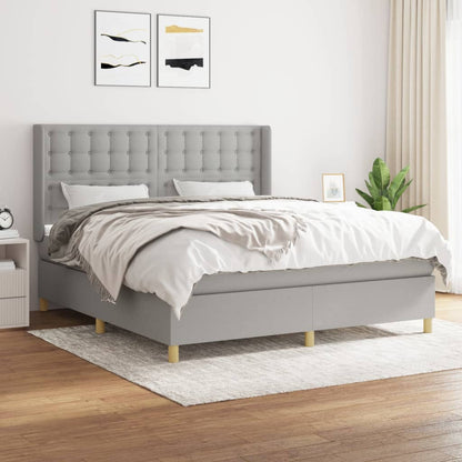 Boxspringbett Mit Matratze Stoff Hellgrau