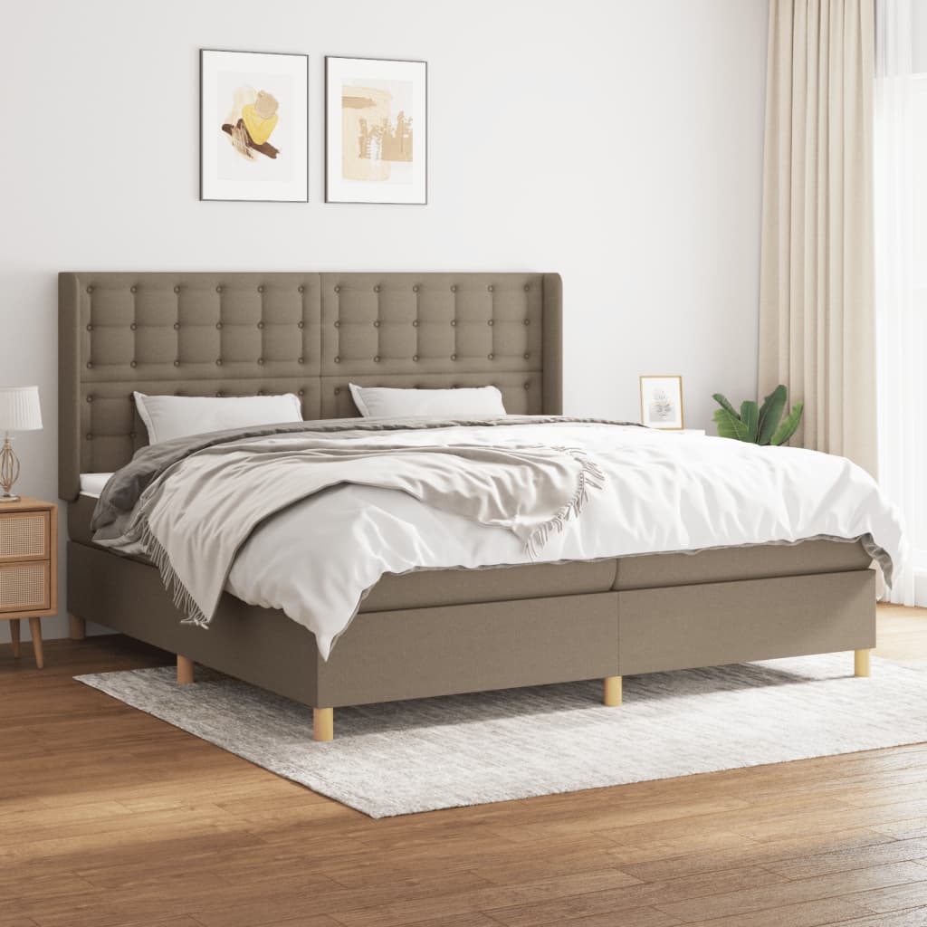 Boxspringbett Mit Matratze Stoff Taupe
