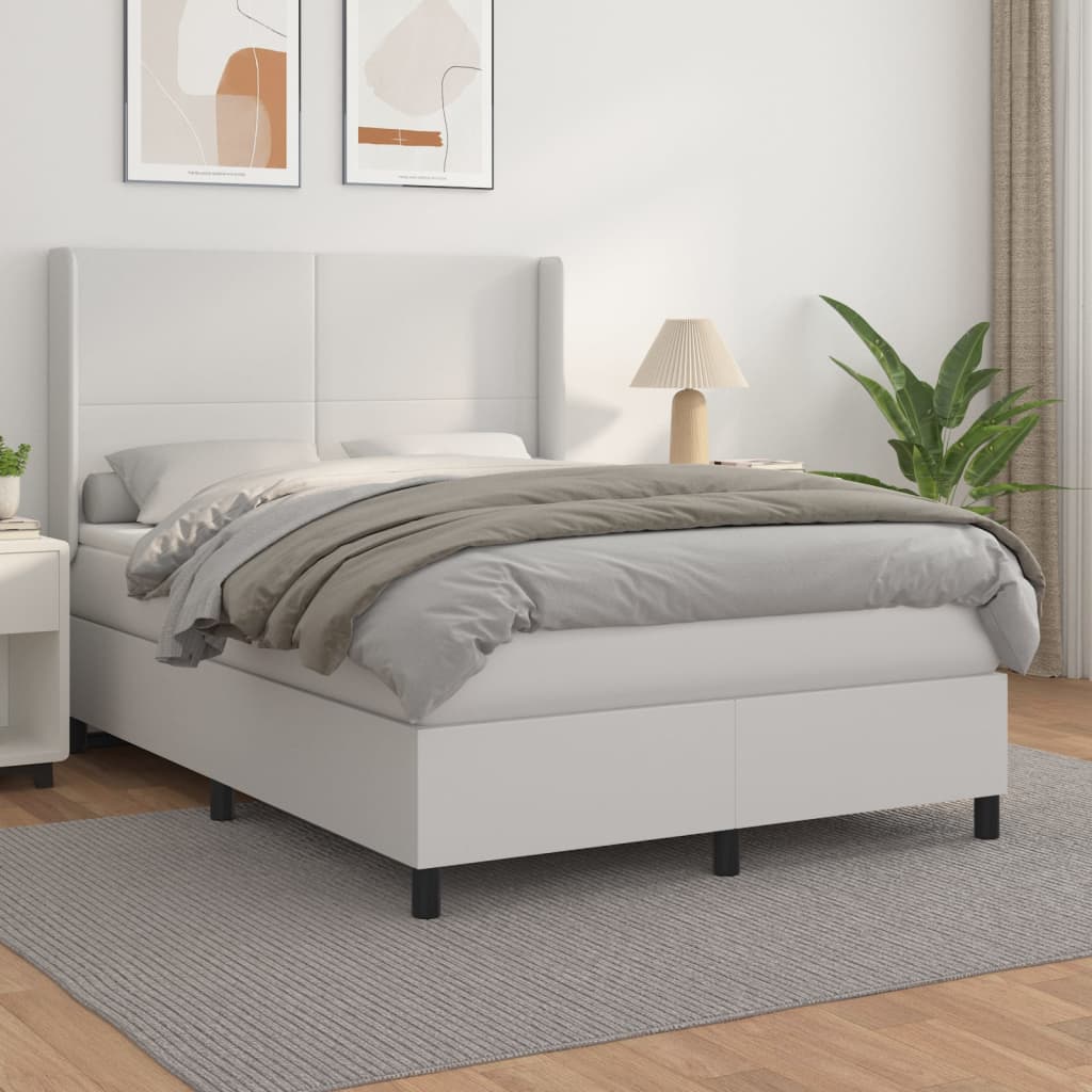 Boxspringbett Mit Matratze Kunstleder Weiß