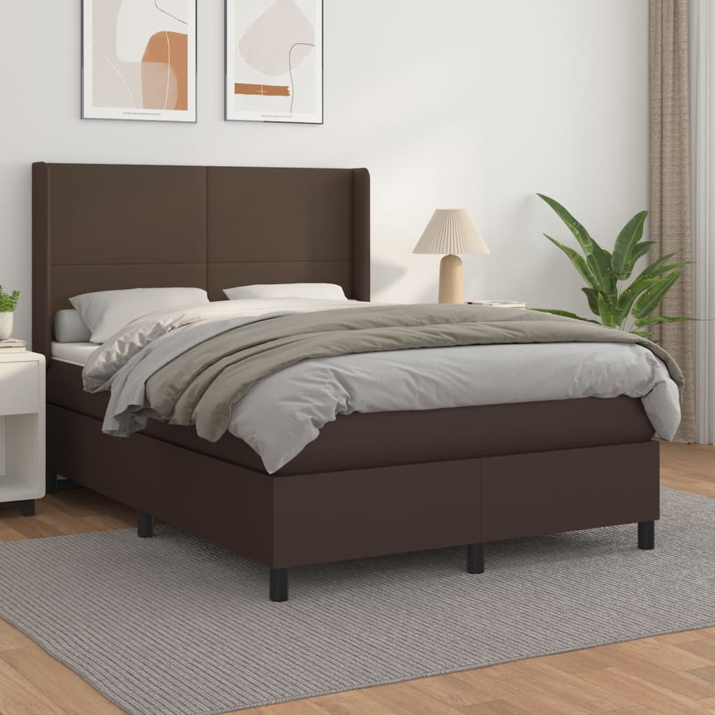 Boxspringbett Mit Matratze Kunstleder Braun