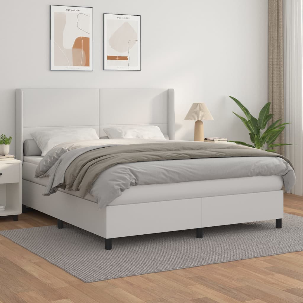 Boxspringbett Mit Matratze Kunstleder Weiß