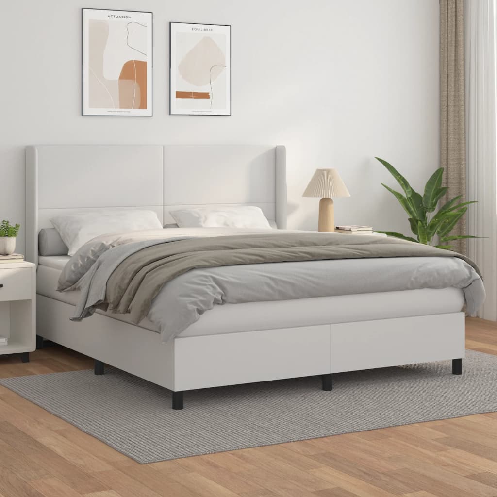 Boxspringbett Mit Matratze Kunstleder Weiß