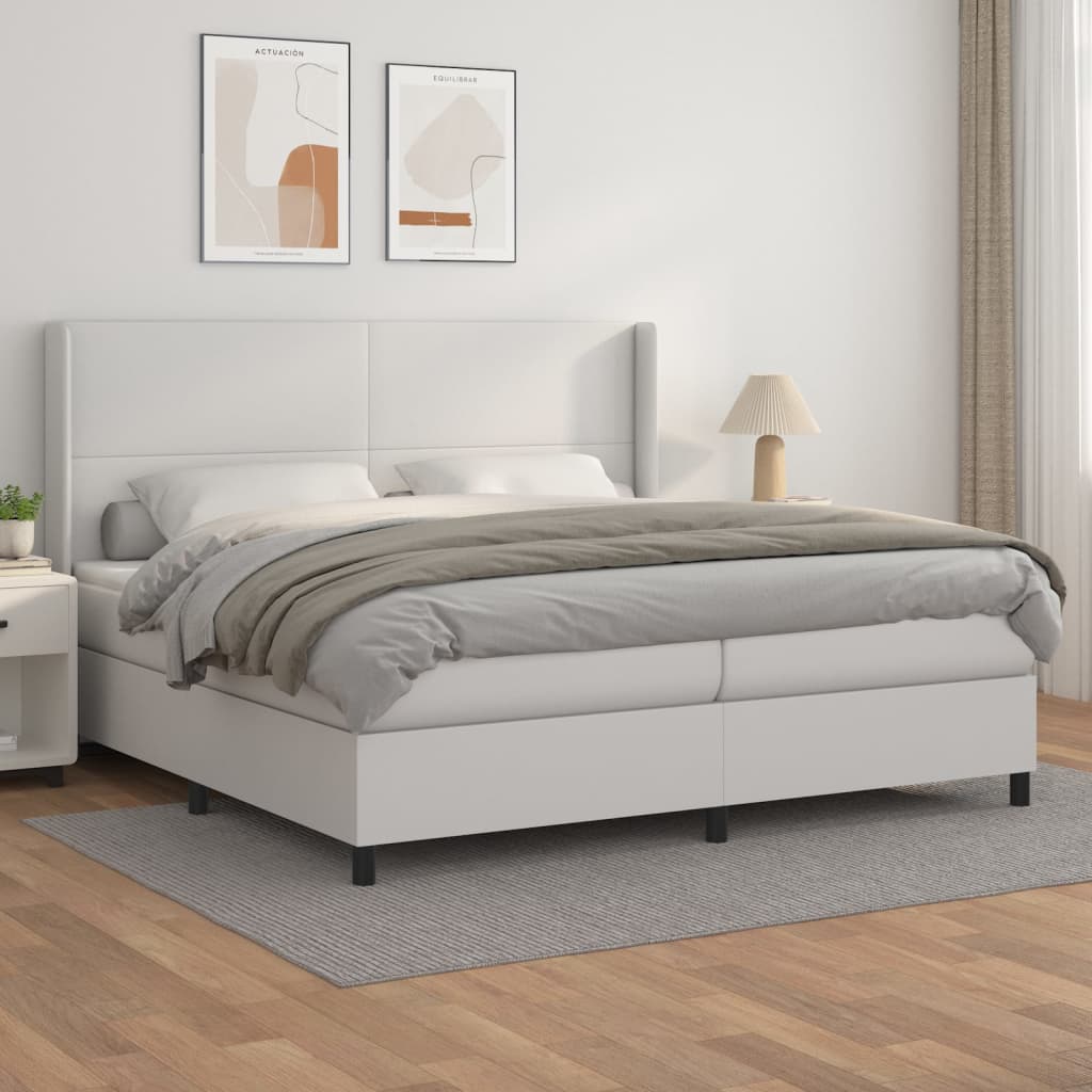 Boxspringbett Mit Matratze Kunstleder Weiß