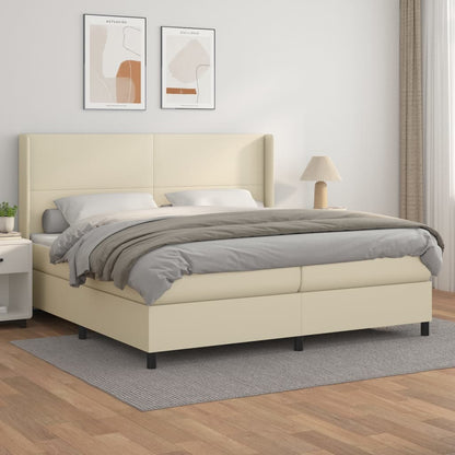 Boxspringbett Mit Matratze Kunstleder Creme
