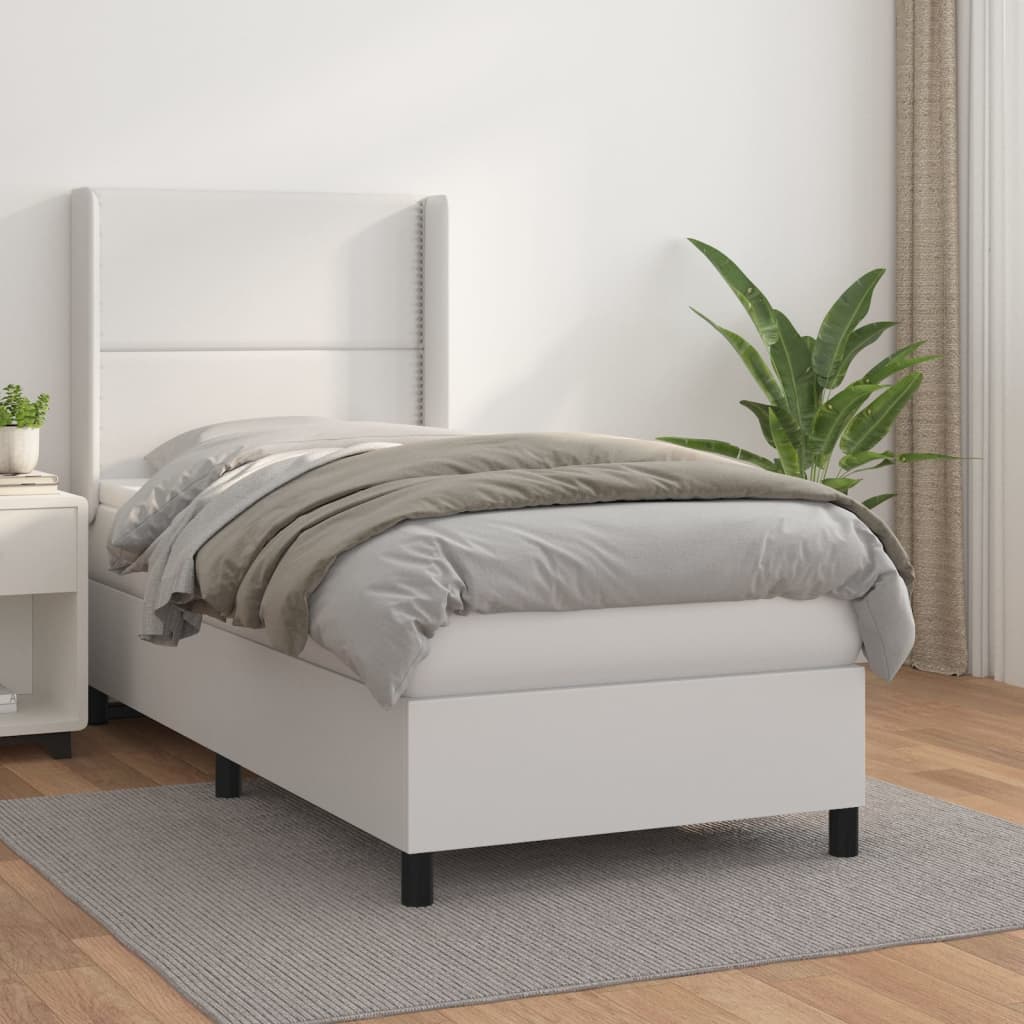 Boxspringbett Mit Matratze Kunstleder Weiß