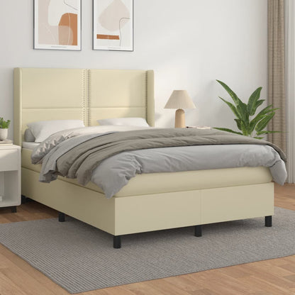 Boxspringbett Mit Matratze Kunstleder Creme