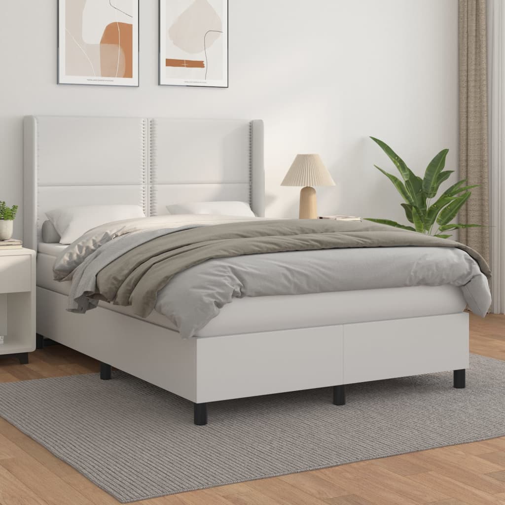 Boxspringbett Mit Matratze Kunstleder Weiß