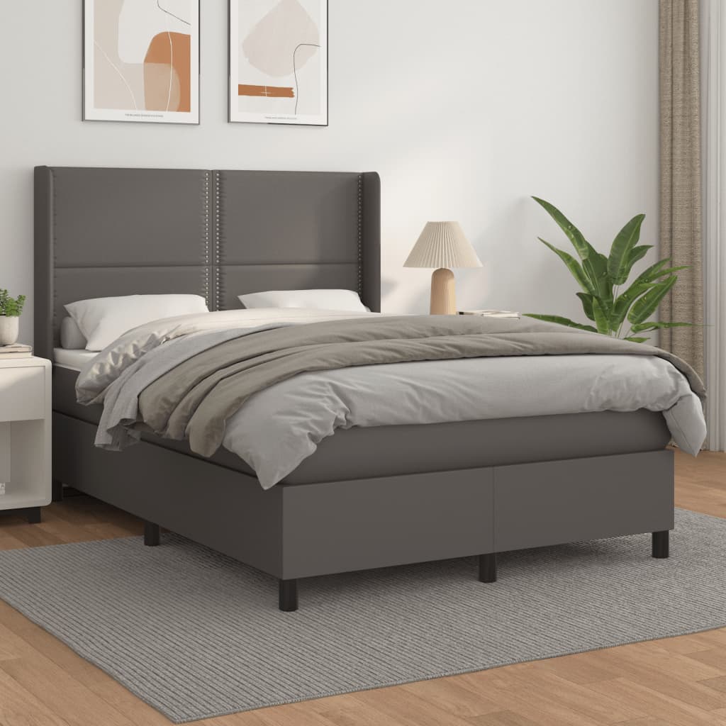 Boxspringbett Mit Matratze Kunstleder Grau