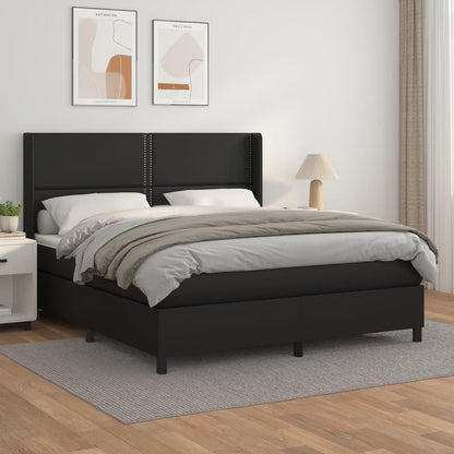 Boxspringbett Mit Matratze Kunstleder Schwarz
