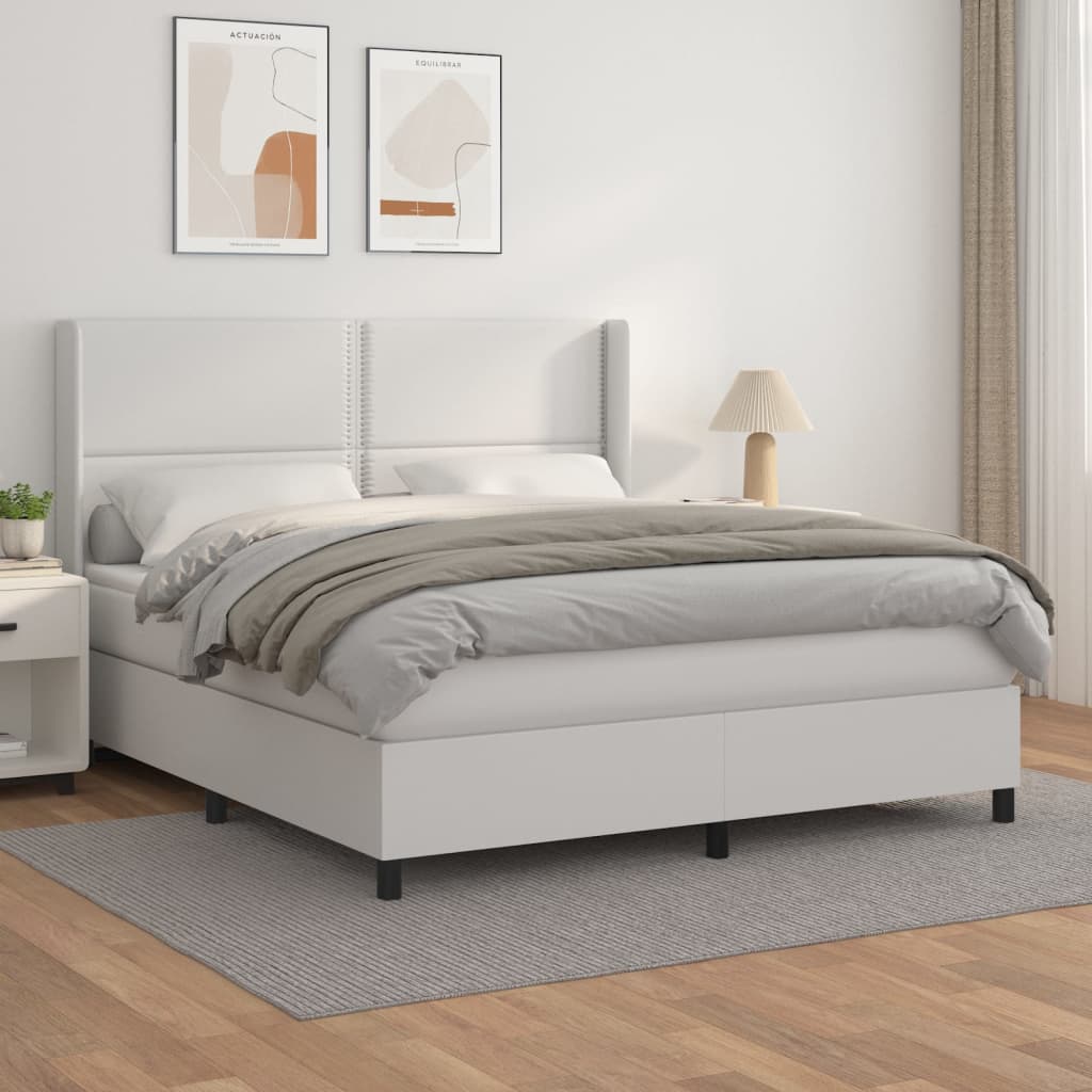 Boxspringbett Mit Matratze Kunstleder Weiß