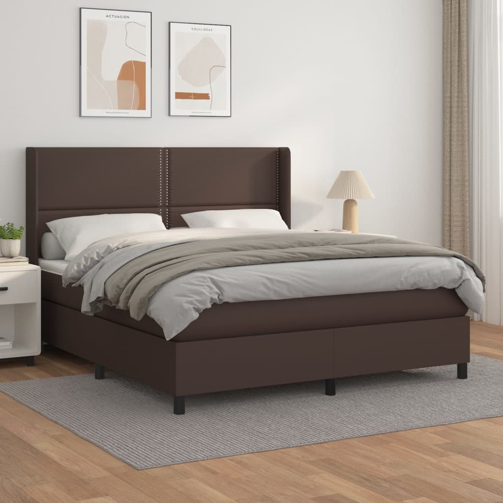 Boxspringbett Mit Matratze Kunstleder Braun