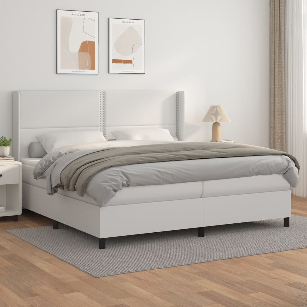 Boxspringbett Mit Matratze Kunstleder Weiß