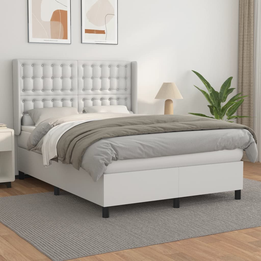 Boxspringbett Mit Matratze Kunstleder Weiß