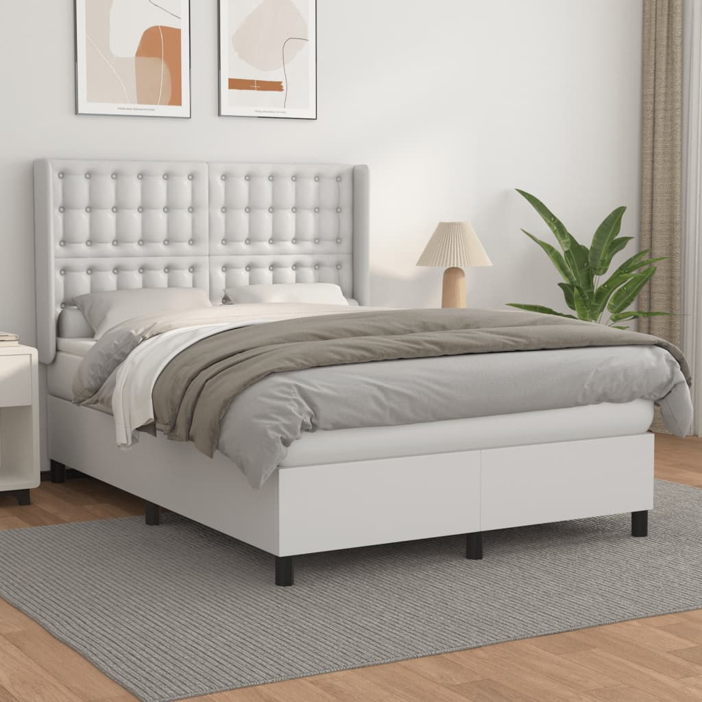 Boxspringbett Mit Matratze Kunstleder Weiß